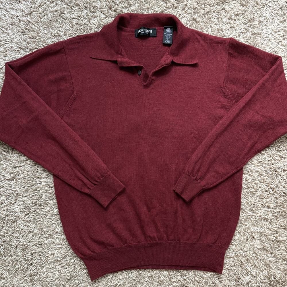 Vintage Brandini Made In Italy Woolmark 100% Wool Red Sweater Men’s Size Large